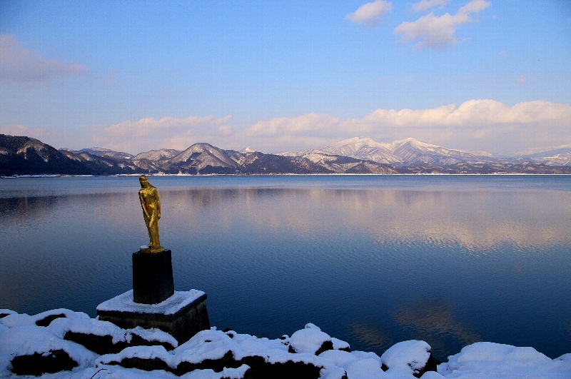 秋田　鶴の湯温泉　田沢湖の写真