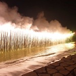 花火が見える足湯